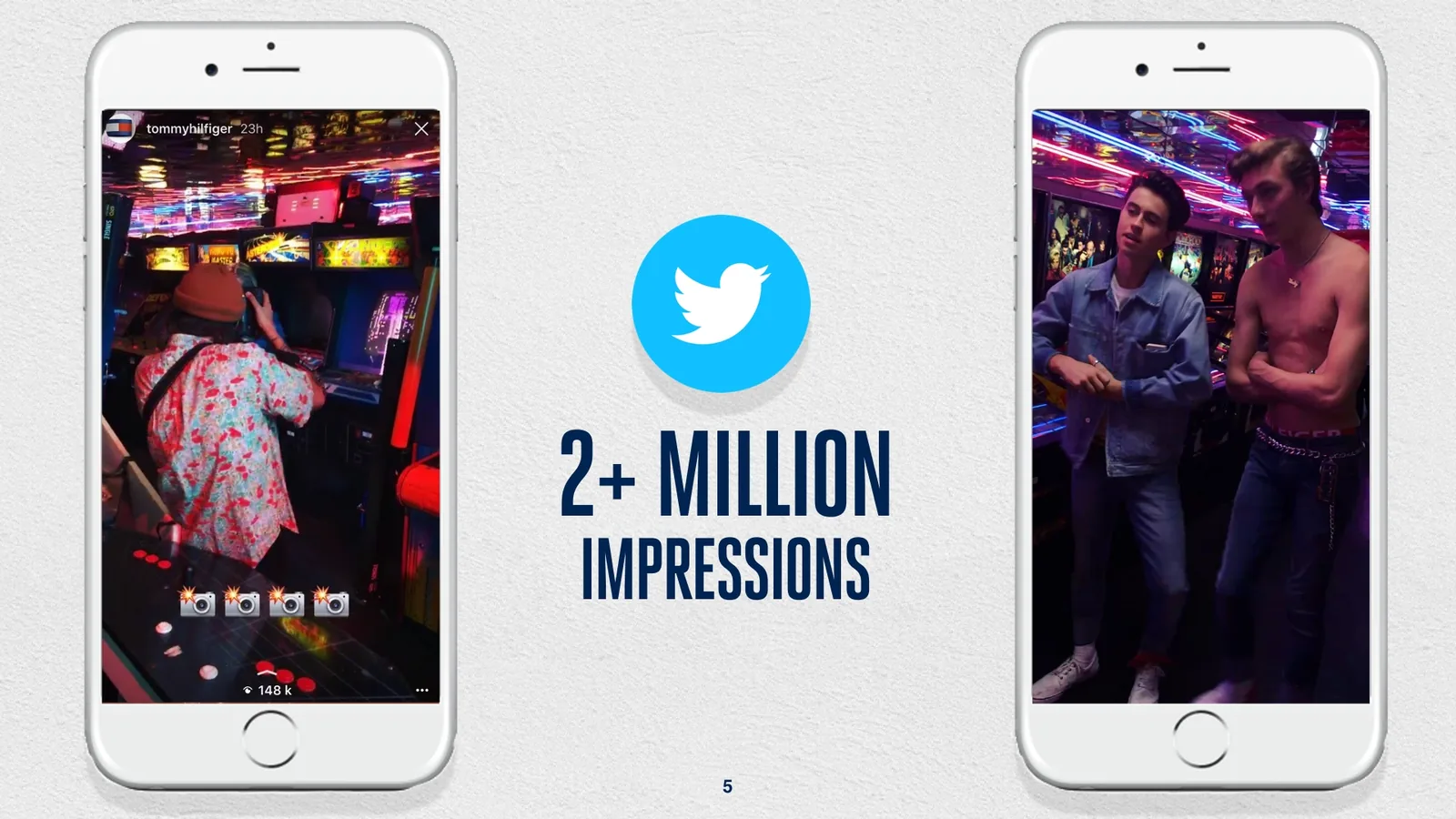 Hilfiger Denim results slide: Twitter 2+ million impressions, with Instagram screens