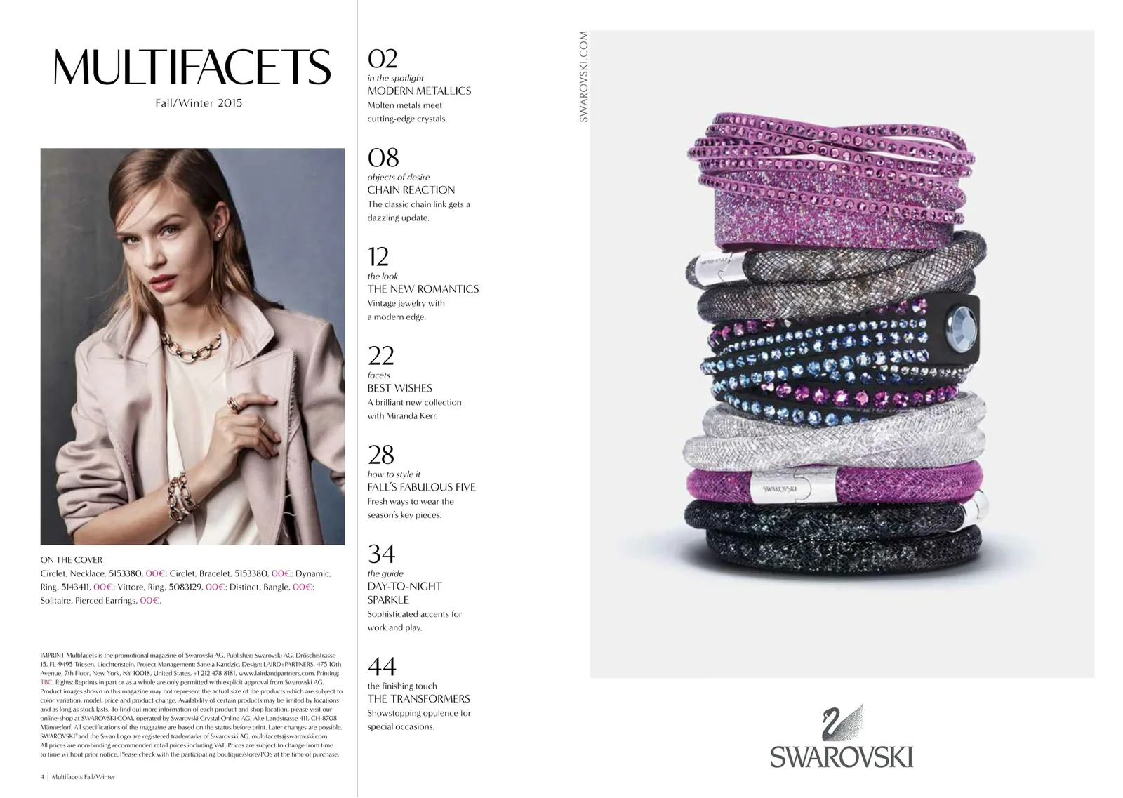 Multifacets contents page with a stack of crystal bangles