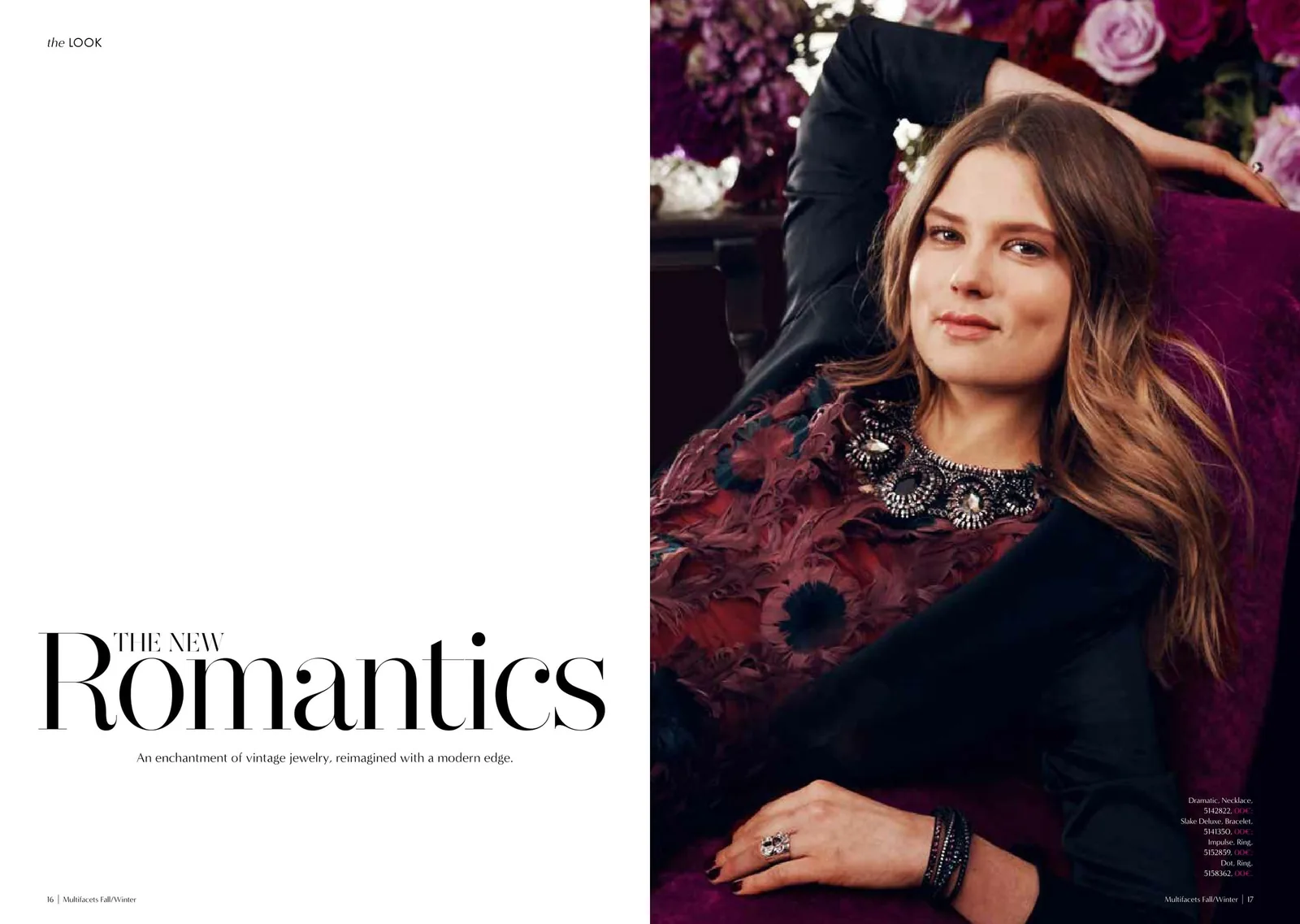 Multifacets The New Romantics opener: model in a floral coat against velvet