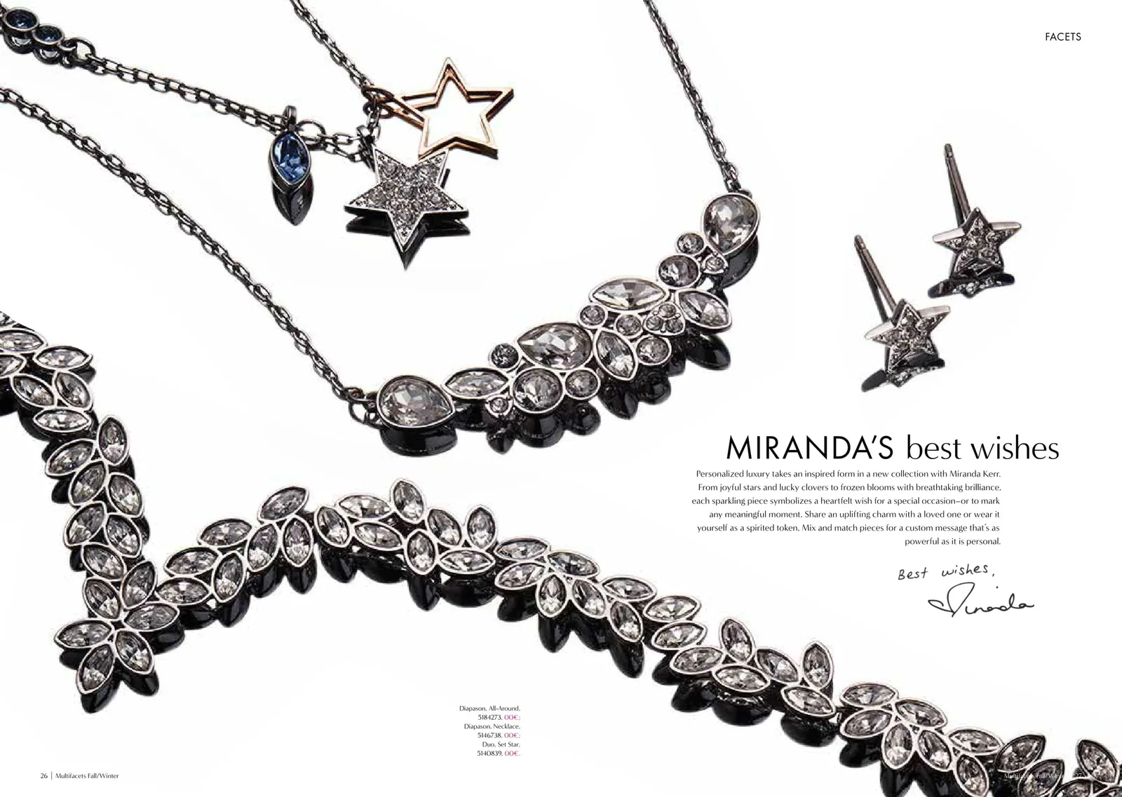 Multifacets spread Miranda's Best Wishes: star pendant necklaces and earrings
