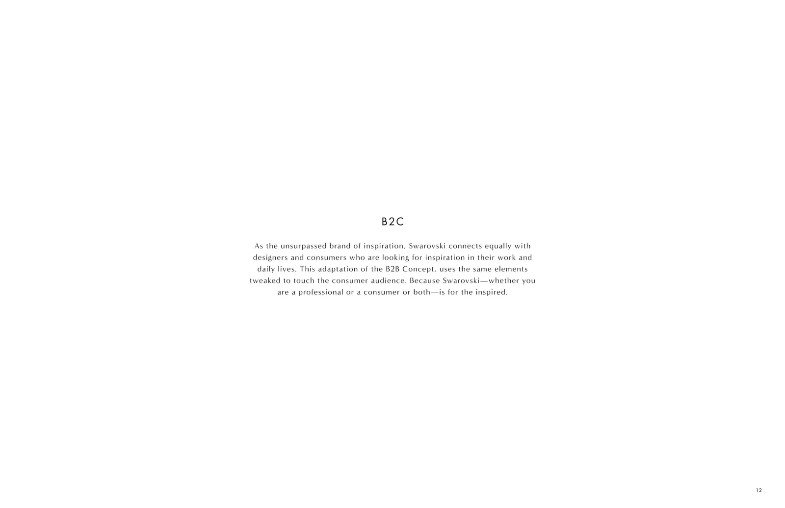 Swarovski brand book page: B2C introduction copy