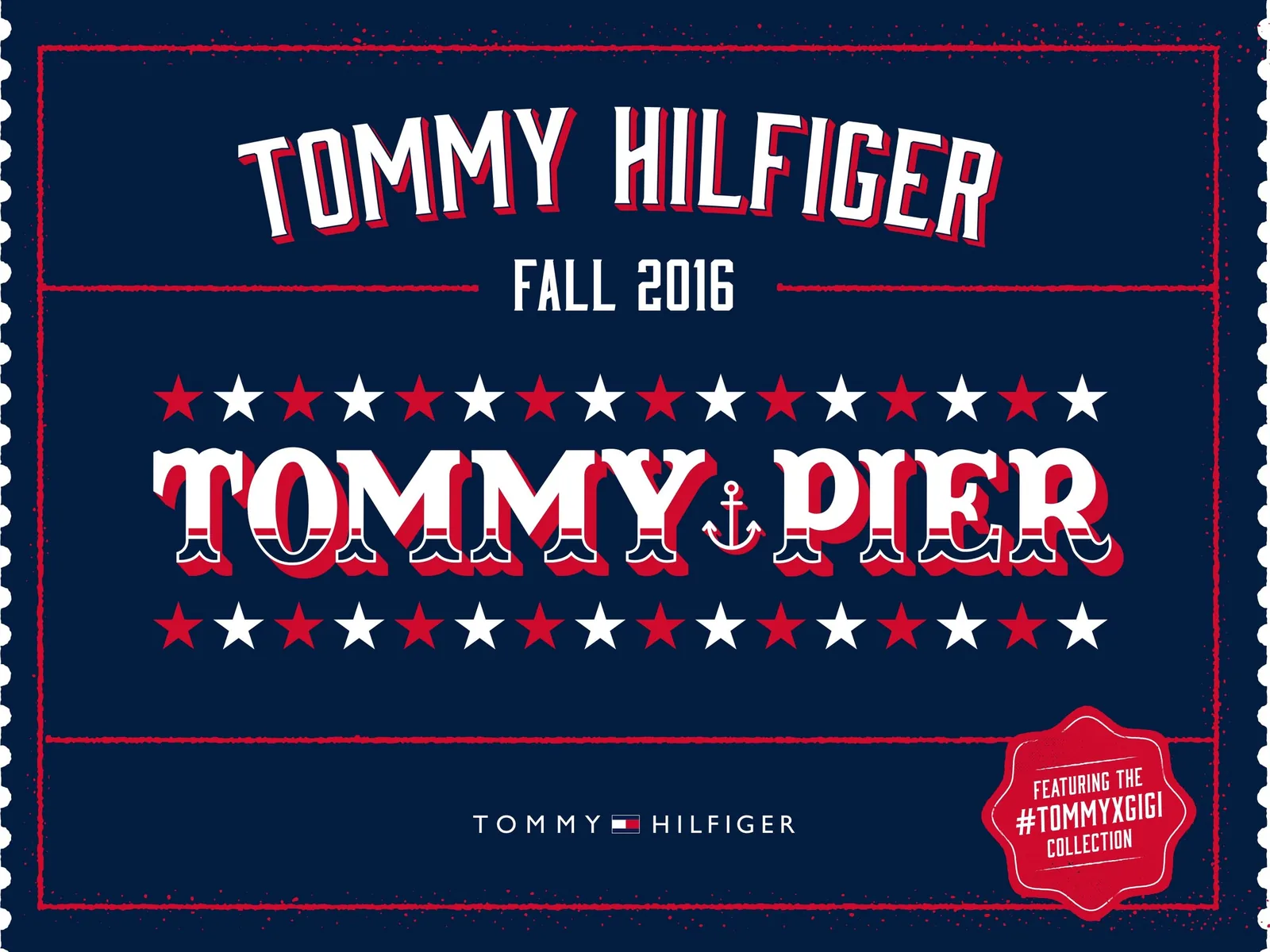 TommyNow Fall 2016 press kit cover: Tommy Hilfiger Fall 2016, Tommy Pier, featuring the TommyXGigi collection